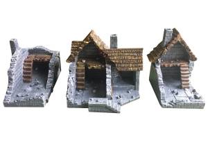 Medieval Ruined Houses Set 3pcs